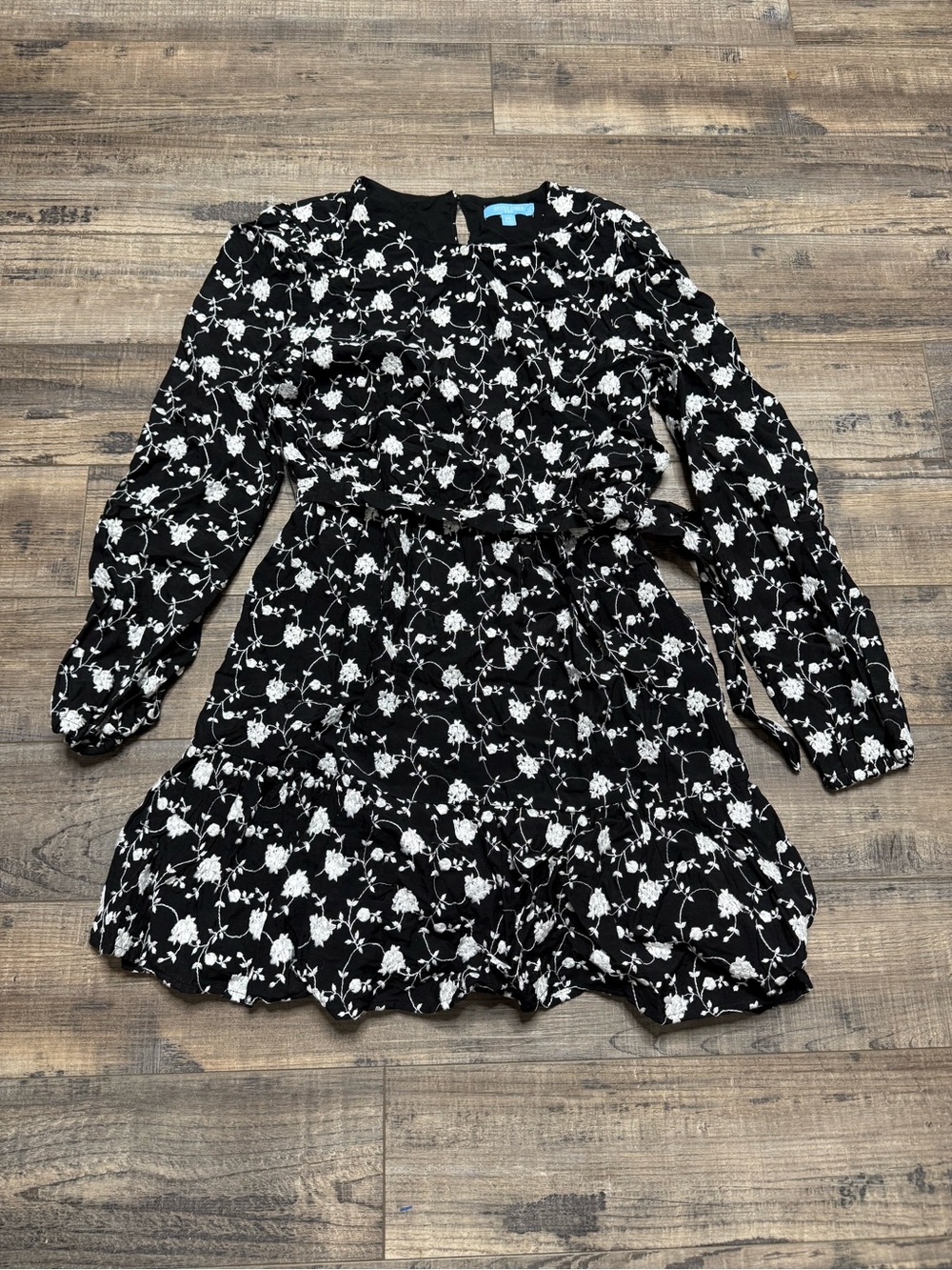 Draper James RSVP Black Dress White Floral Embroidery Women's Size XS